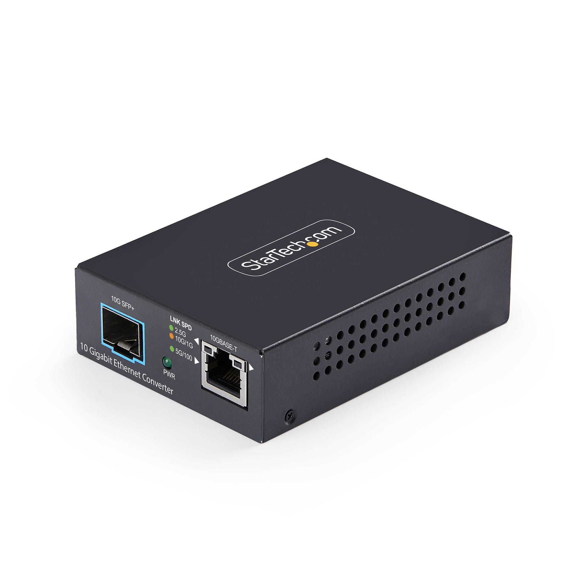 StarTech.com 10GbE Multi-Gigabit Open SFP+ Glasvezel Media Converter, 10G/5G/2.5G/1G/100M, Koper naar 10GBASE-X, Single-Mode, Multi-Mode, 16K Jumbo Frames, TAA