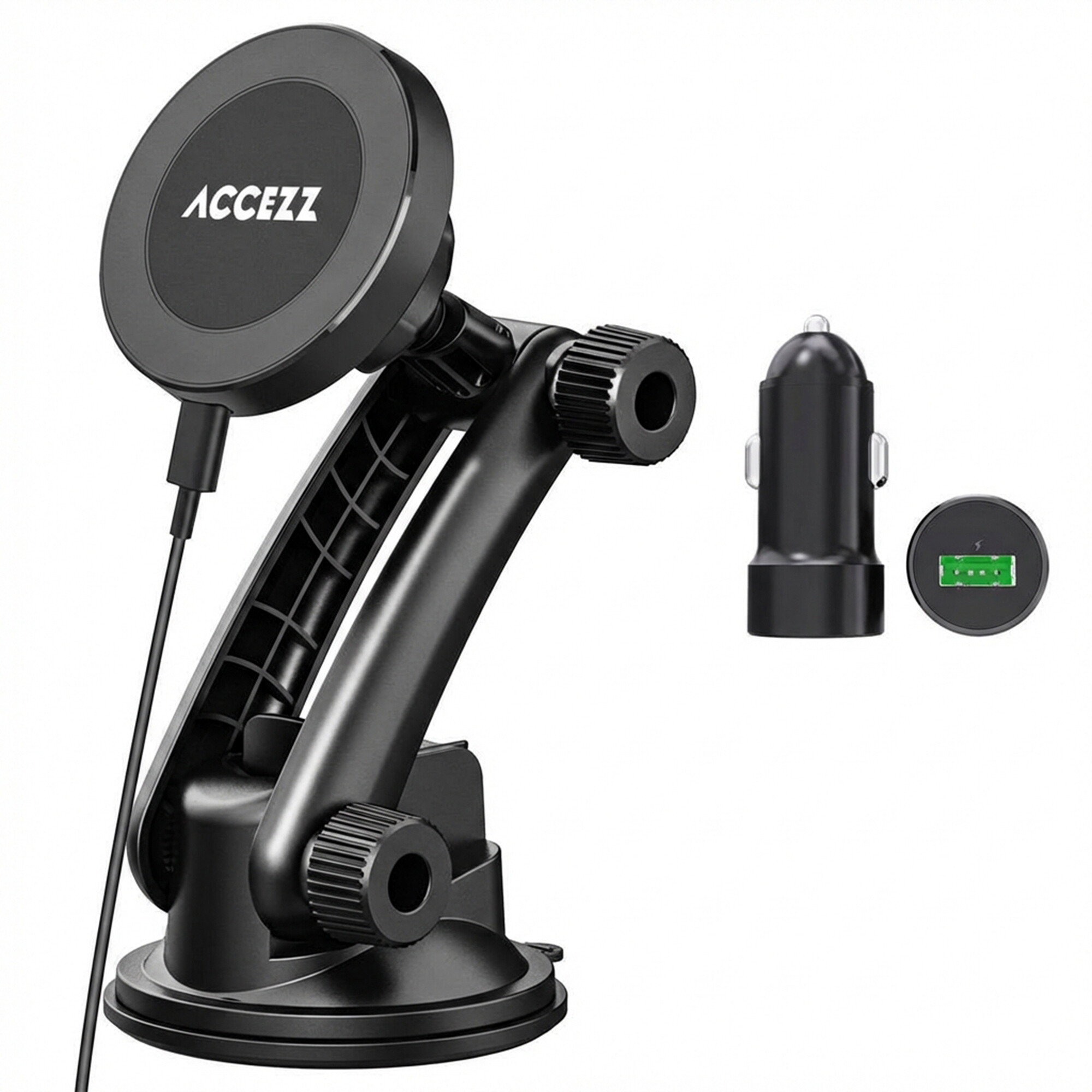 Accezz MagSafe draadloze oplader telefoonhouder auto - Dashboard en voorruit