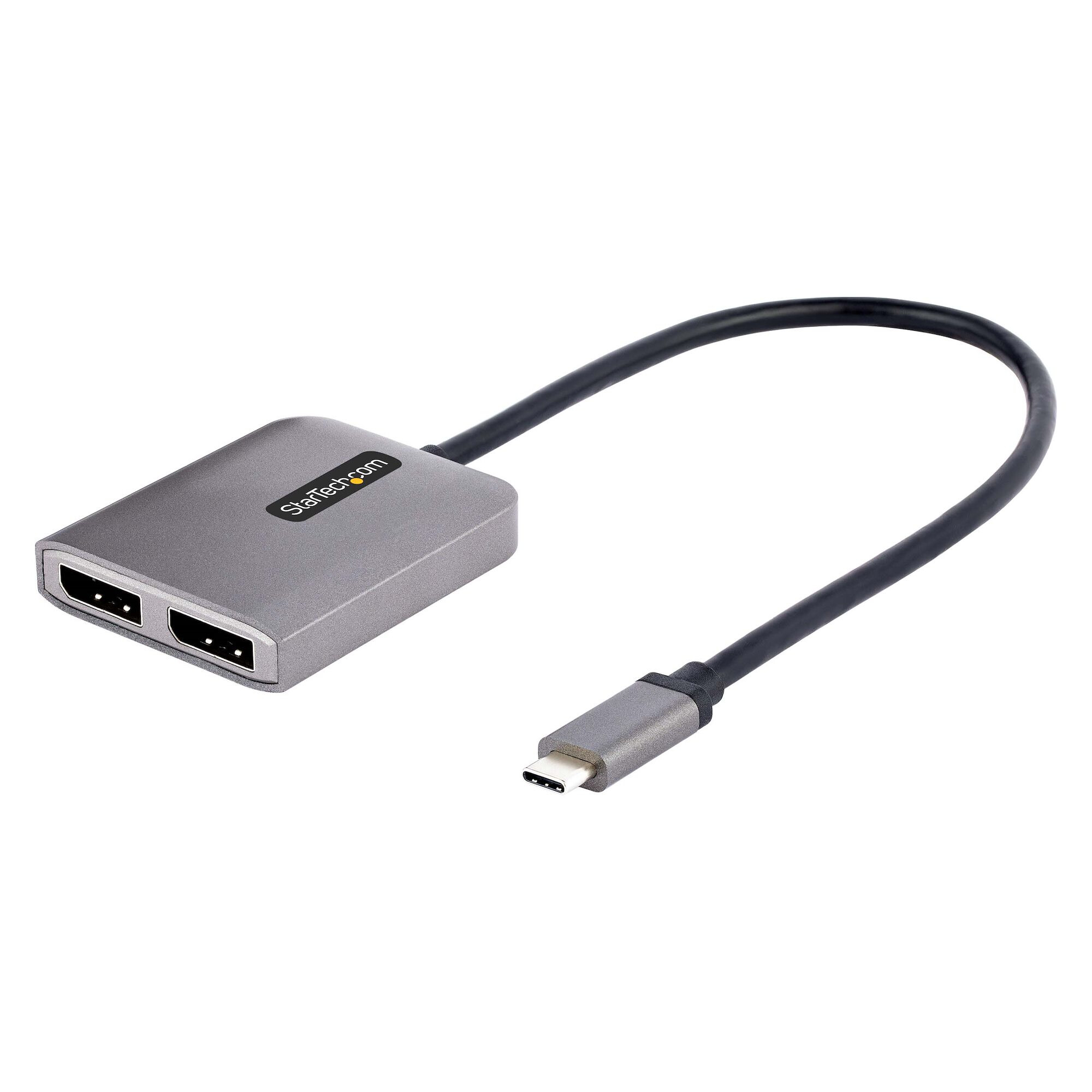 StarTech.com 2-Port USB-C MST Hub - USB Type-C naar 2x DisplayPort Multi-Monitor Adapter voor Laptops - Dual-DP tot 4K 60Hz met DP 1.4 Alt Mode & DSC - HDR - 30cm Kabel - Uitsluitend Windows