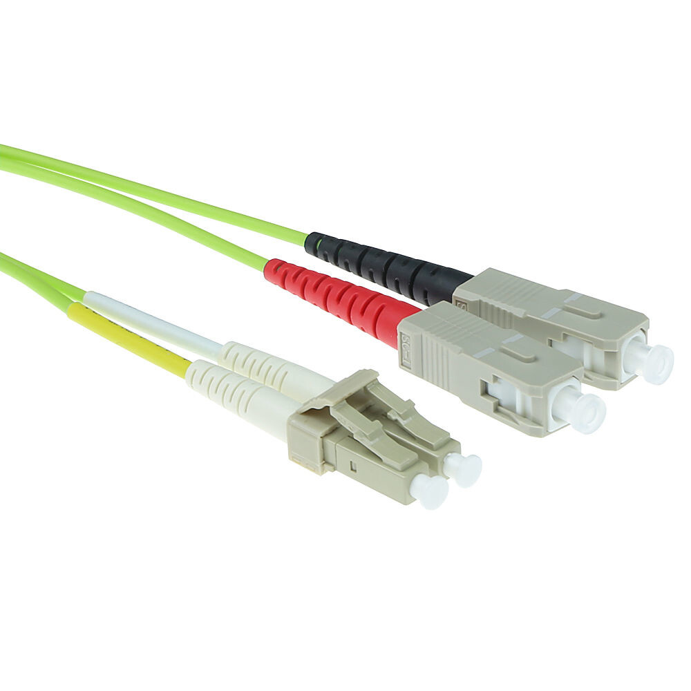 ACT 0,5 meter LSZH Multimode 50/125 OM5 glasvezel patchkabel duplex met LC en SC connectoren