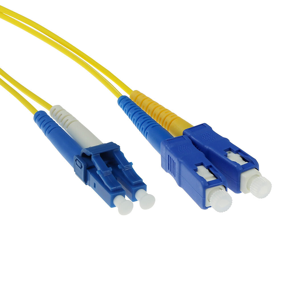 ACT 0,5 meter LSZH Singlemode 9/125 OS2 glasvezel patchkabel duplex met LC en SC connectoren