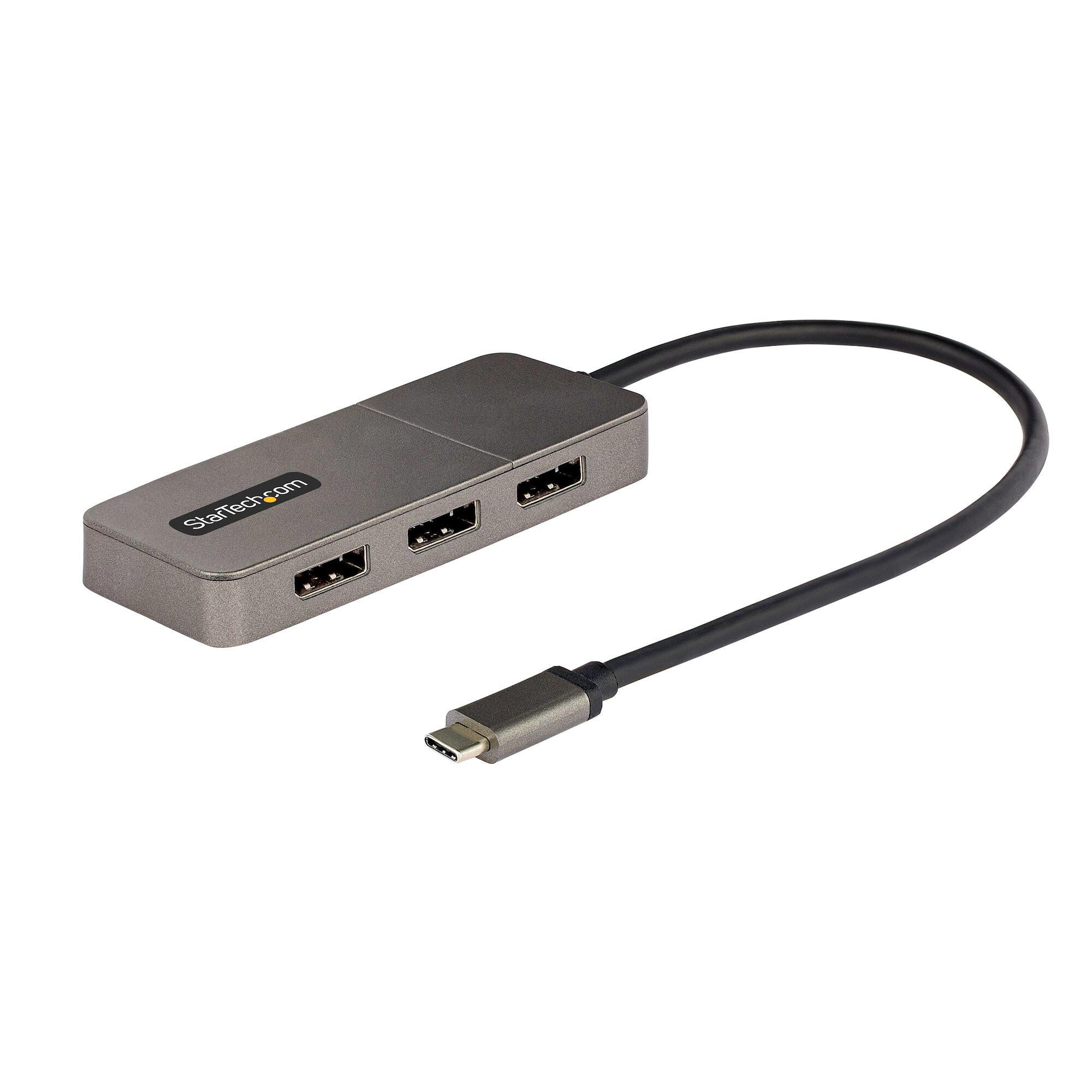 StarTech.com 3-Port USB-C Multi-Monitor Adapter, USB Type-C naar 3x DisplayPort 1.4 MST Hub, Triple 4K 60Hz DP Laptop Display Extender / Splitter, HDR, Extra-Lange Vaste Kabel - Enkel Windows