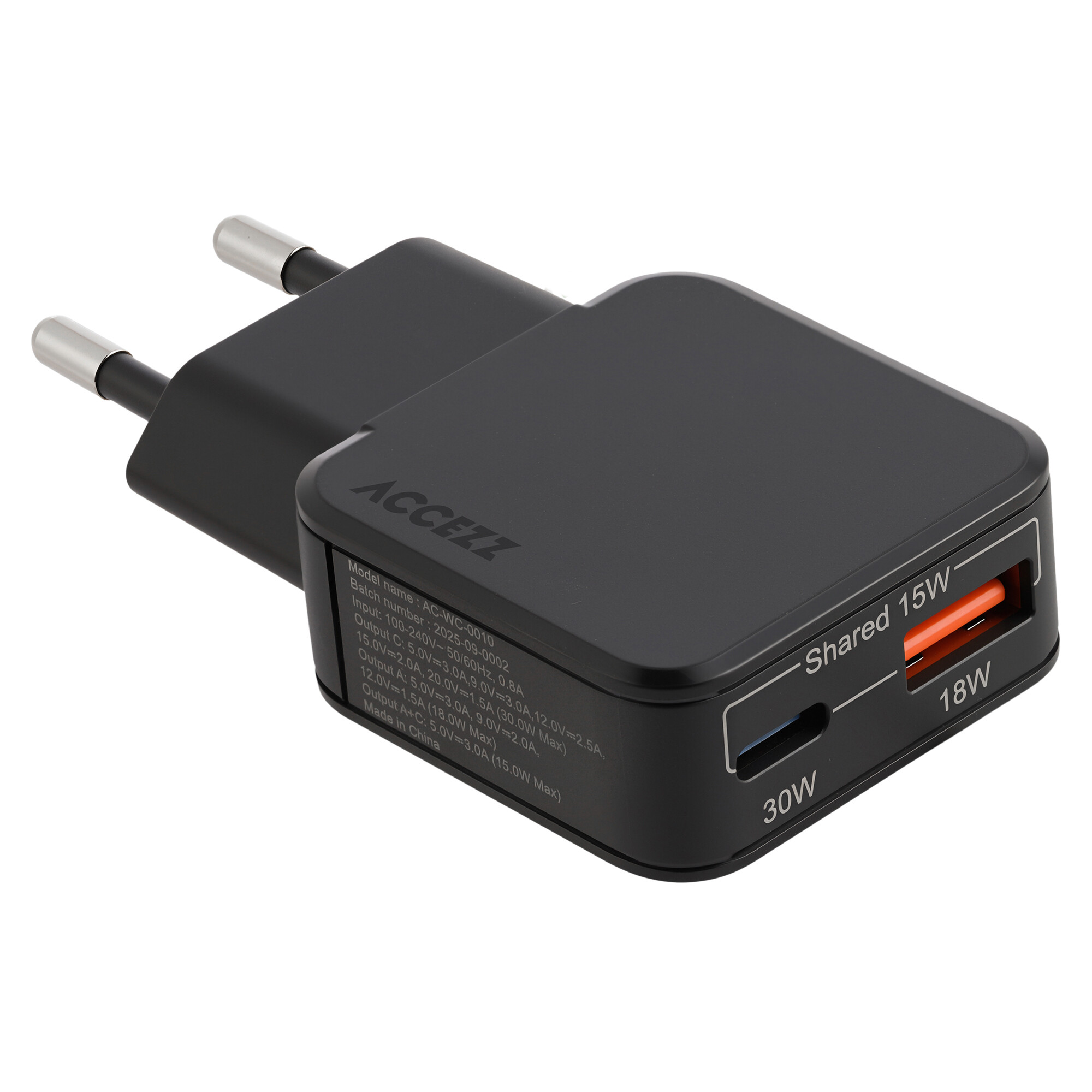 Accezz Ultra Slim GaN Charger 30W - USB-A + USB-C