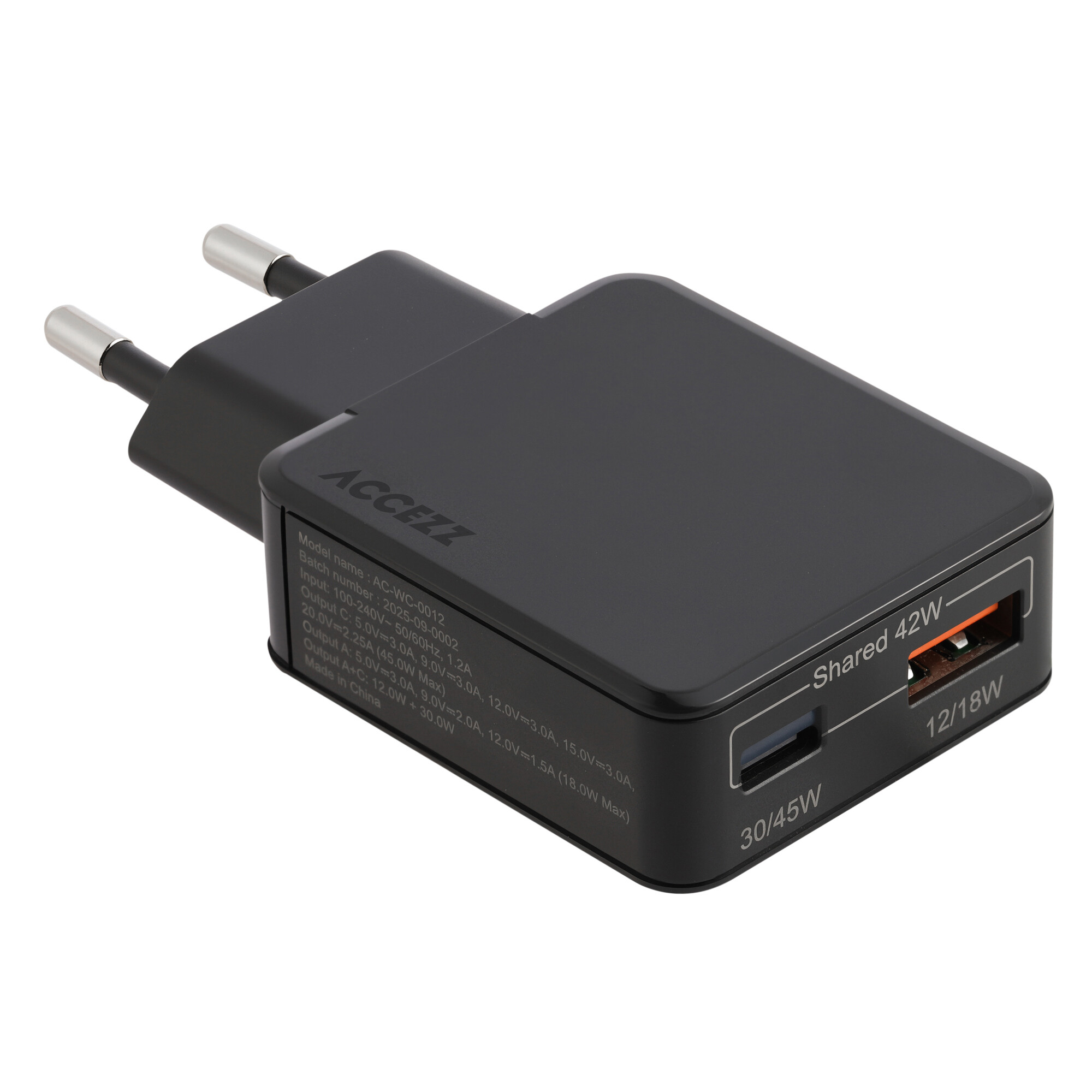 Accezz Ultra Slim GaN Charger 45W - USB-A + USB-C