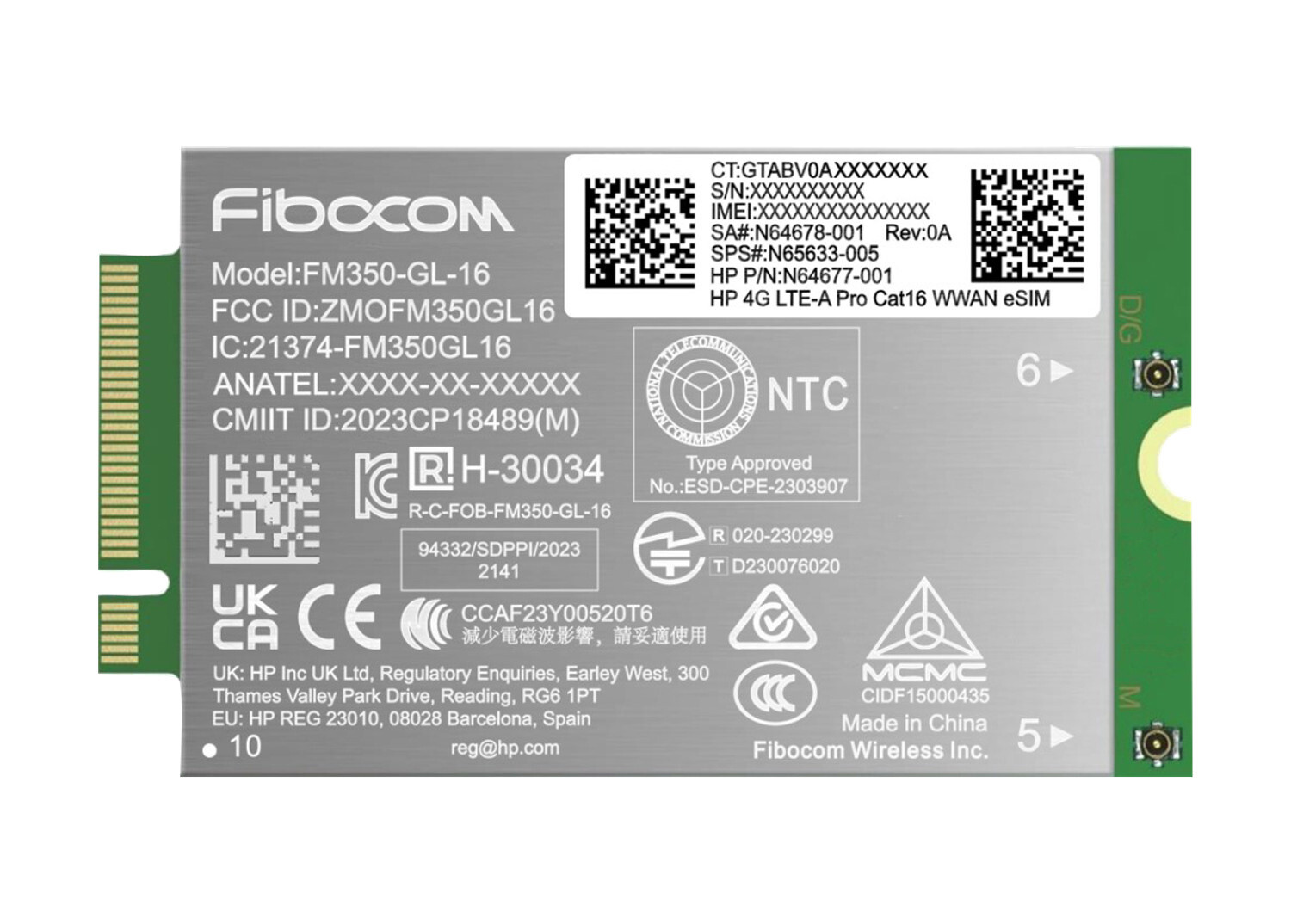 HP 4G LTE-A Pro Cat16 WWAN interfacekaart/-adapter