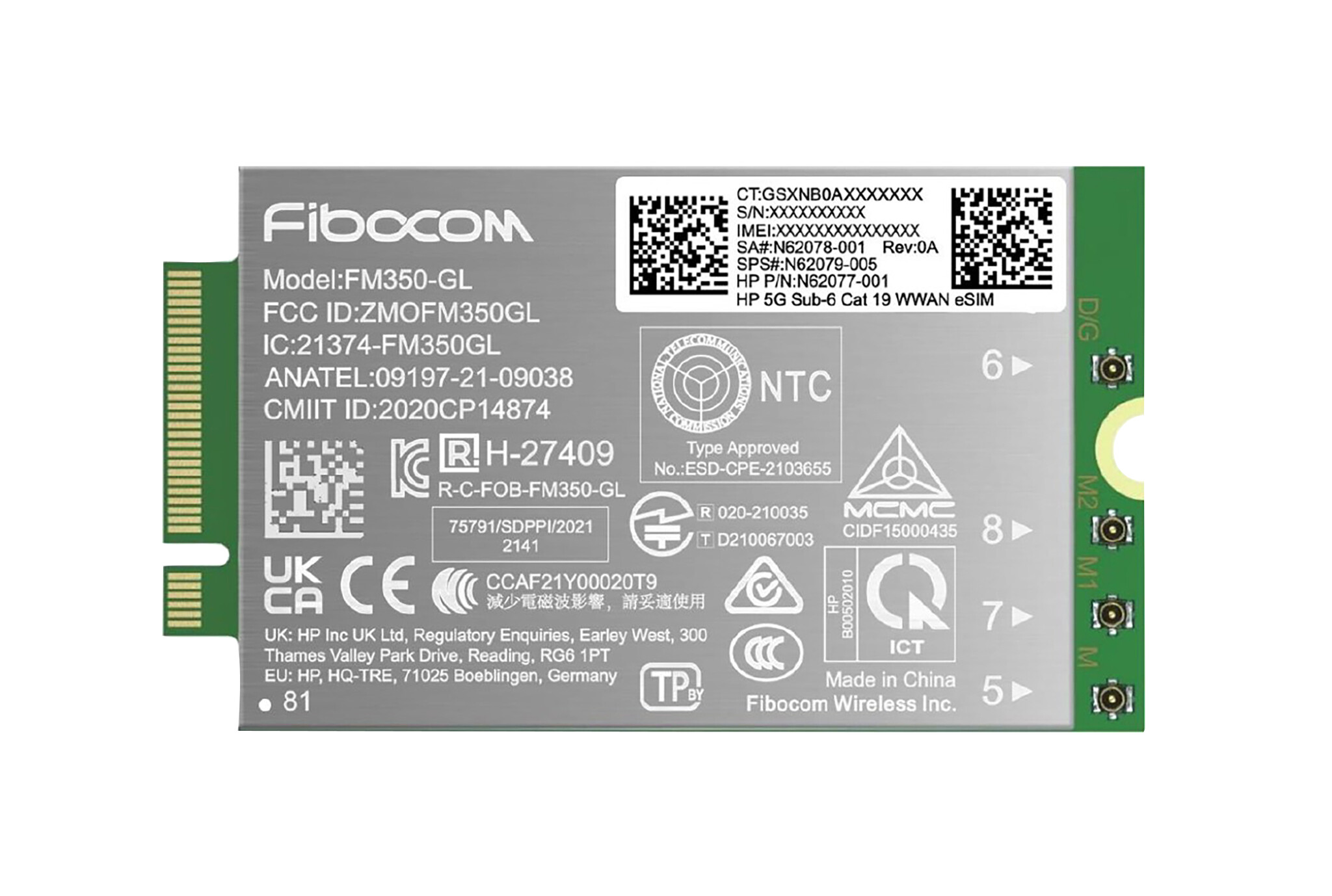 HP 5G Sub-6 Cat 19 WWAN interfacekaart/-adapter