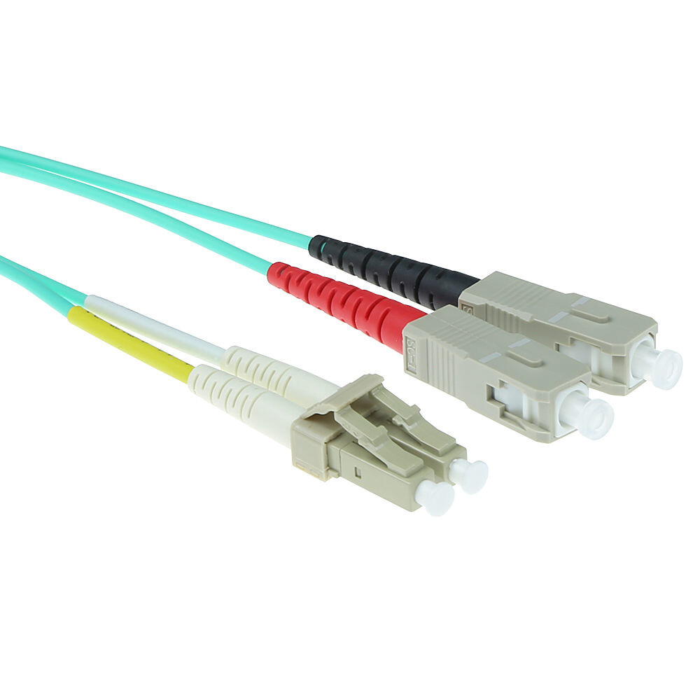 ACT 0,5 meter LSZH Multimode 50/125 OM3 glasvezel patchkabel duplex met LC en SC connectoren