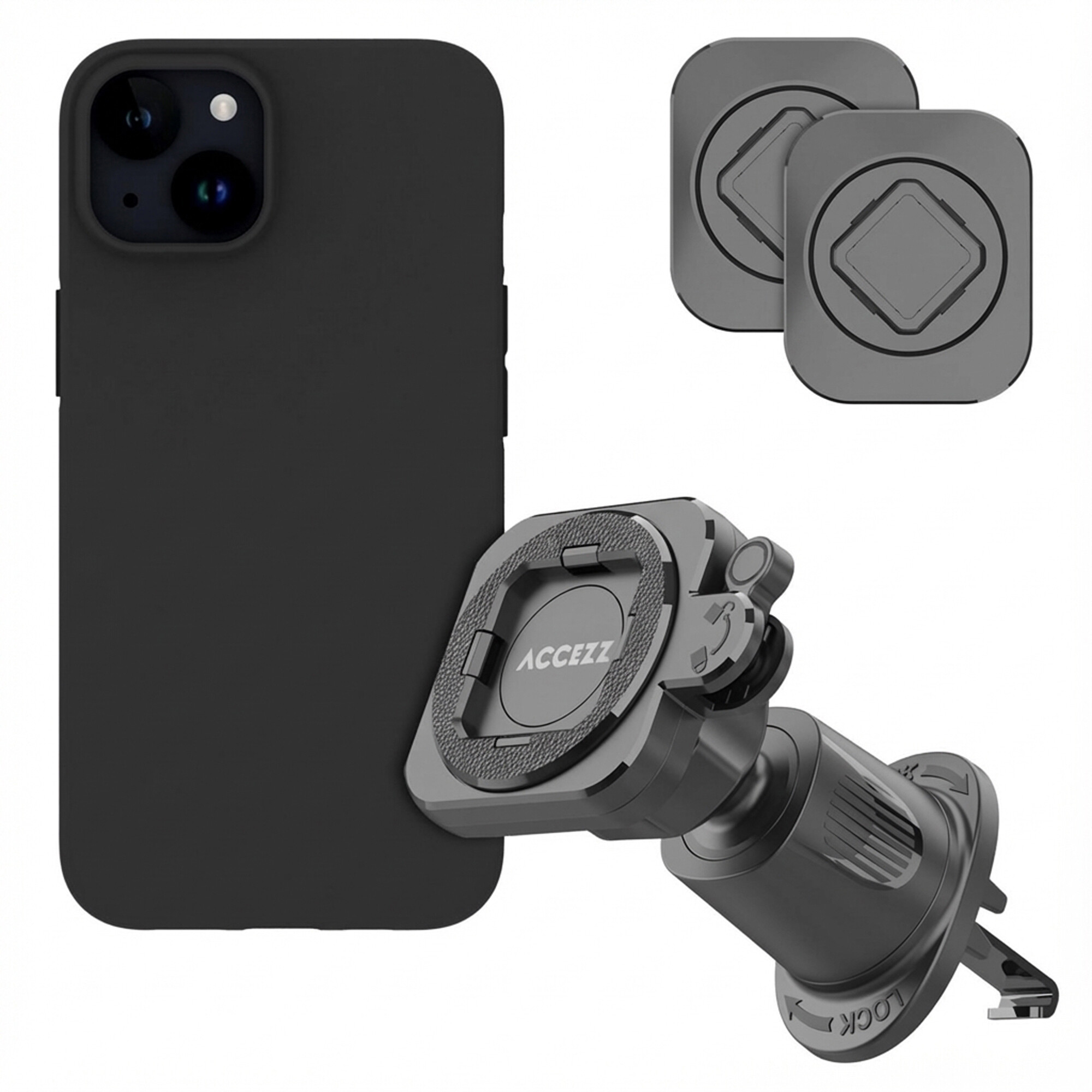 Accezz EasyLock Car Vent Holder + 2 stickers + Color Backcover