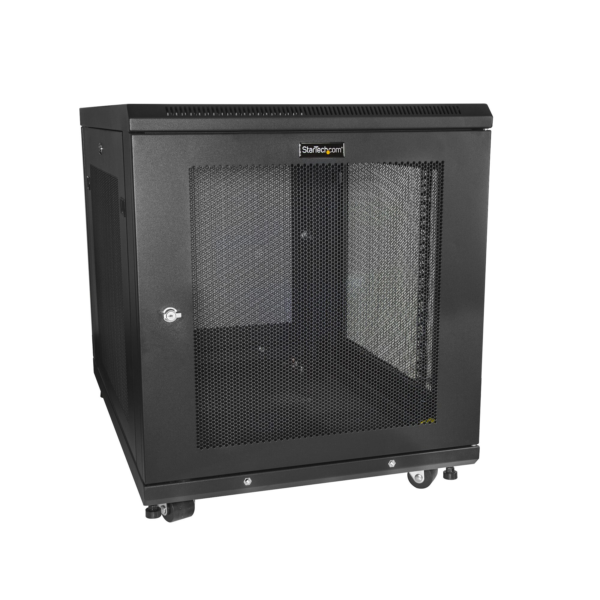StarTech.com 12U Enterprise-Grade Server Rack Cabinet Kit, 19in Vergrendelbare 4-Post Patchkast met Schap en Kabelbeheer, 75cm Montagediepte, 450kg Draagkracht
