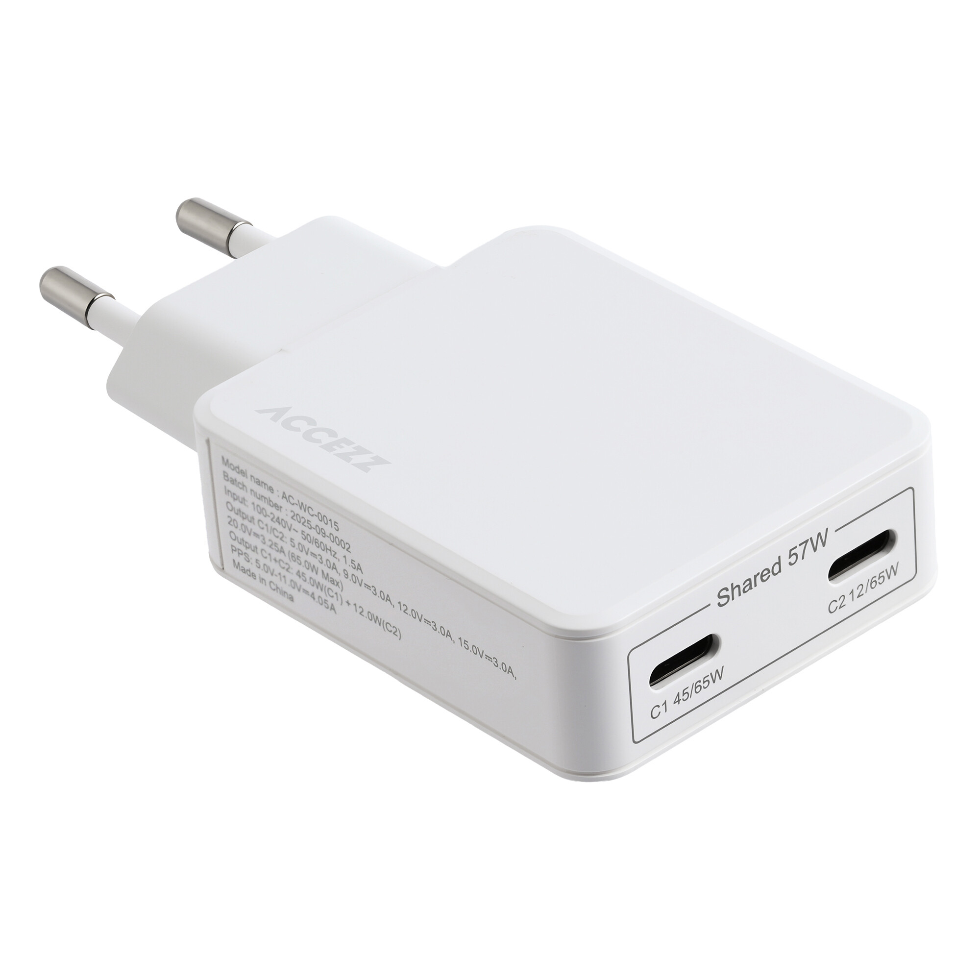 Accezz Ultra Slim GaN Charger 65W - 2x USB-C