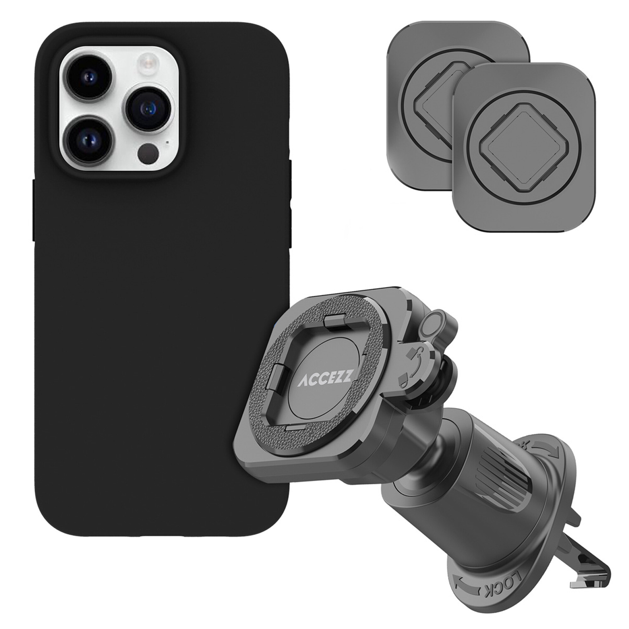 Accezz EasyLock Car Vent Holder + 2 stickers + Color Backcover