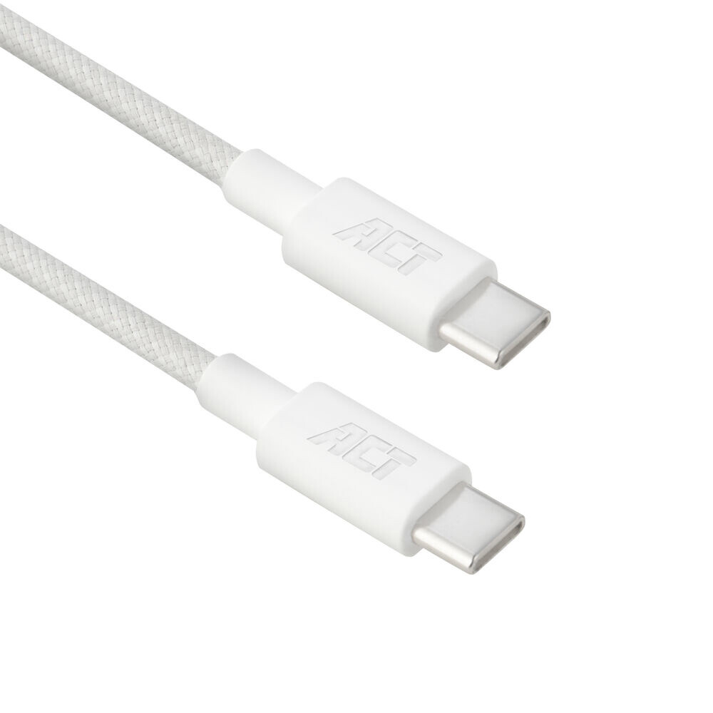 ACT USB 2.0 480Mbps 60W laad- en datakabel, wit, 1 meter