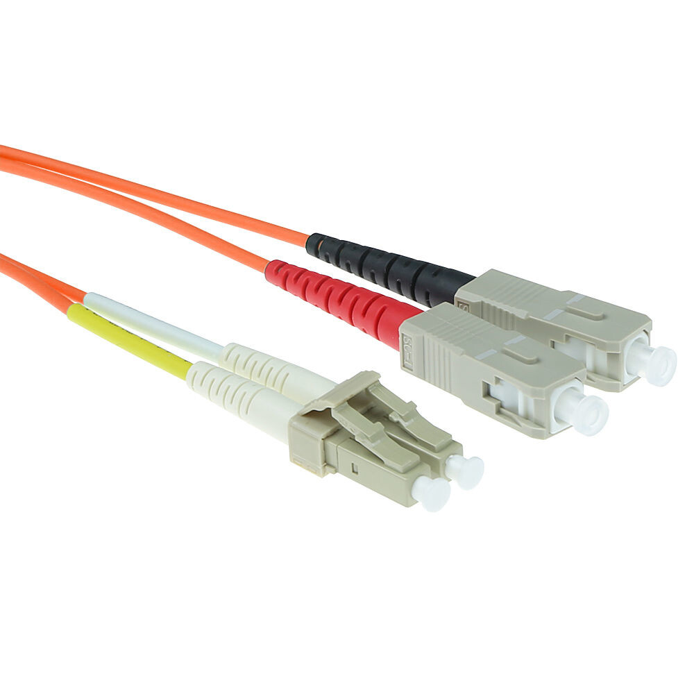 ACT 0,5 meter LSZH Multimode 62.5/125 OM1 glasvezel patchkabel duplex met LC en SC connectoren